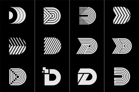Set of D logo design. Minimalist D letter logo vector bundle. Stock Illustration
