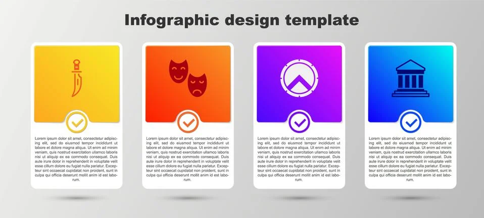 Set Dagger, Comedy and tragedy masks, Greek shield and Parthenon. Business Stock Illustration