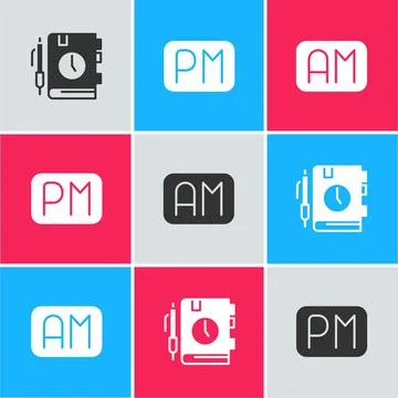 Set Daily paper notepad, Day time and Morning icon. Vector Illustrazione stock