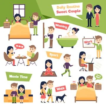 Set Of Daily People Illustrazione stock