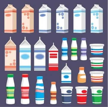 Set of dairy products Stock Illustration