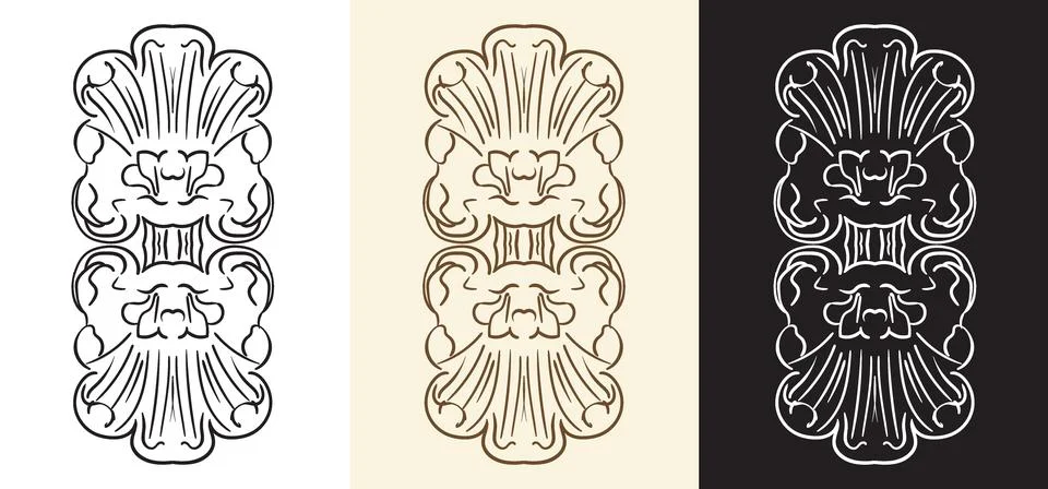 Set of damask hand drawing design element vector illustration Stockillustratie