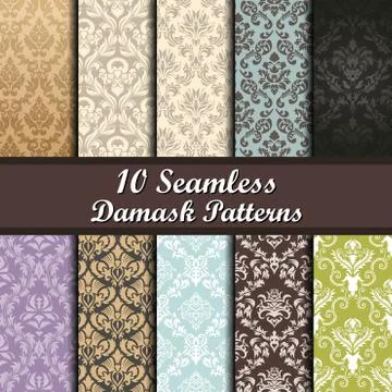 Set of  Damask Seamless Patterns 스톡 일러스트