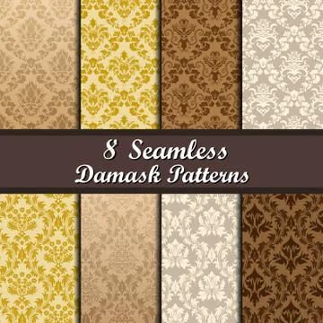 Set of  Damask Seamless Patterns 스톡 일러스트