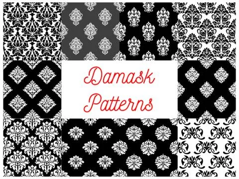 Set of damask seamless patterns 스톡 일러스트