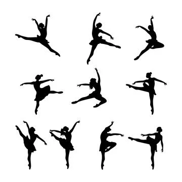 Set of dancer silhouette on white background Stock Illustration