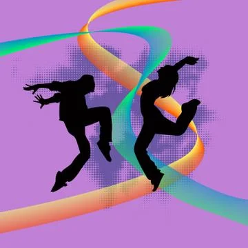Set of dancers silhouette Stock Illustration