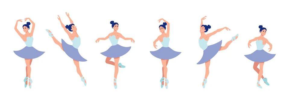 Set of dancing ballerinas Stock Illustration