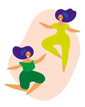Set of dancing girls flat design. Vector illustration. Illustrazione stock