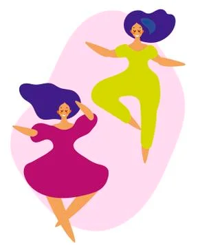 Set of dancing girls flat design. Vector illustration. Stock Illustration