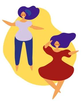 Set of dancing girls flat design. Vector illustration. Stock Illustration