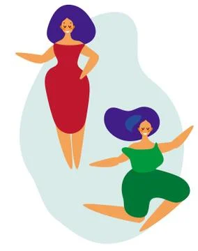 Set of dancing girls flat design. Vector illustration. Stock Illustration