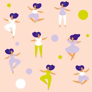 Set of dancing girls flat design. Vector illustration. Stock Illustration
