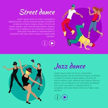 Set of Dancing Vector Web Banners in Flat Design Stock Illustration