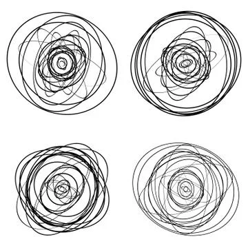 Set of dandom intersecting, tangled circles - Squiggle elements Illustrazione stock