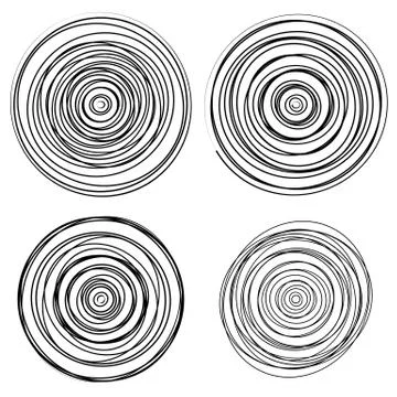 Set of dandom intersecting, tangled circles - Squiggle elements Stock Illustration