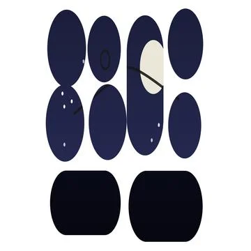 Set of dark blue oval shapes and black rounded rectangles Stock Illustration