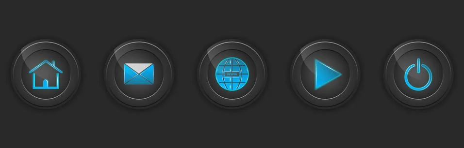 Set of dark buttons for web design Illustrazione stock