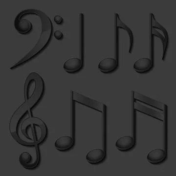 Set of dark musical notes Stock Illustration