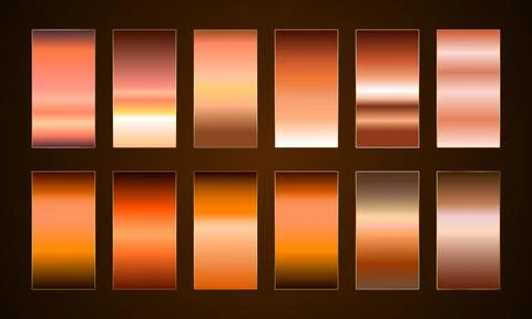 Set of dark orange gradient Stock Illustration