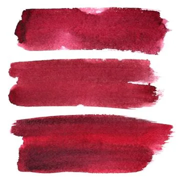 Set of dark red ink brush strokes Foto stock
