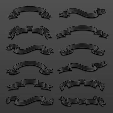 Set of dark ribbons Stock Illustration