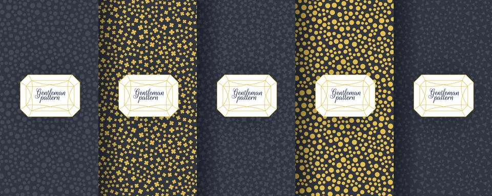 Set of dark vintage seamless backgrounds for luxury packaging design. Stock Illustration