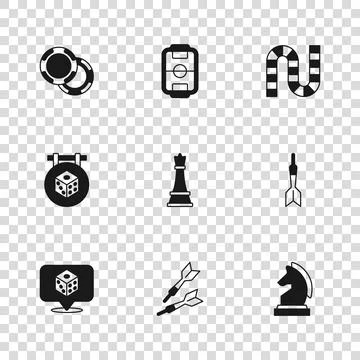 Set Dart arrow, Chess, Board game, Casino chips, Table football and Game di.. Stock Illustration