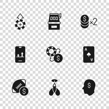 Set Dart arrow, Playing card with spades symbol, Lucky player, Casino chips.. Stock Illustration
