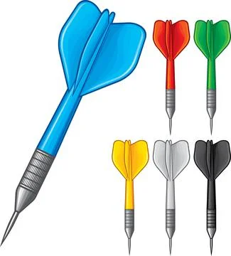 Set of darts in 6 colors Stock Illustration