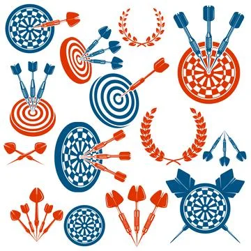 Set of darts design elements. Design element for logo, label, sign, emblem... Stock Illustration