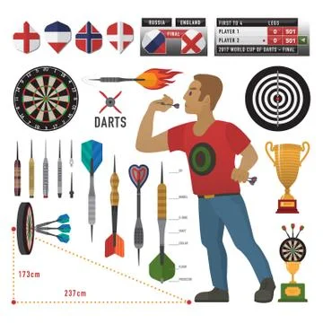 Set of darts items and elements in vector Illustrazione stock