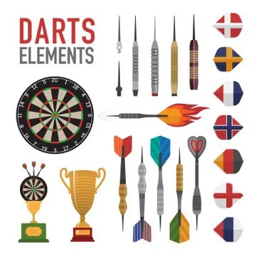 Set of darts items and elements in vector Stock Illustration