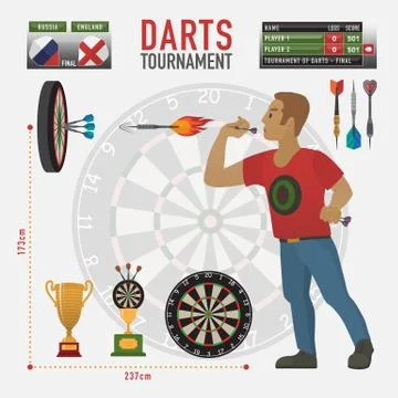 Set of darts items and elements in vector Stock Illustration
