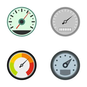 Set of dashboard gauges measuring speed and performance イラスト素材