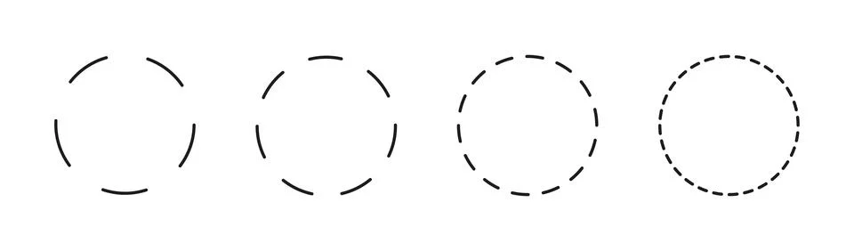 Set of dashed circle flat icons. Broken rings. Stock Illustration