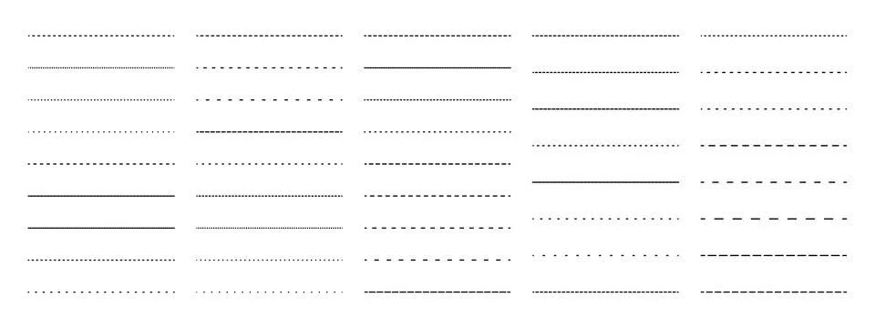Set of dashed lines. Vector design elements Stock Illustration