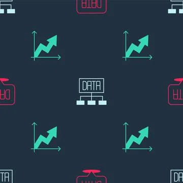 Set Data analysis, and Financial growth on seamless pattern. Vector イラスト素材
