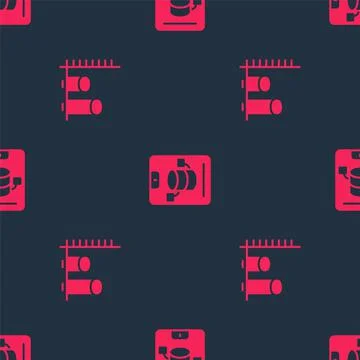 Set Data analysis and Server, Data, Web Hosting on seamless pattern. Vector Stock Illustration