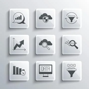 Set Data analysis Binary code Search data cloud computing Financial growth de Illustrazione stock