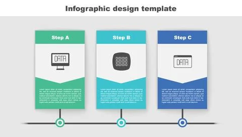 Set Data analysis, Binary code and . Business infographic template. Vector Stock Illustration