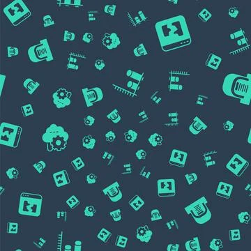 Set Data analysis, Broken file, Cloud technology data transfer and Hangar with Stock Illustration