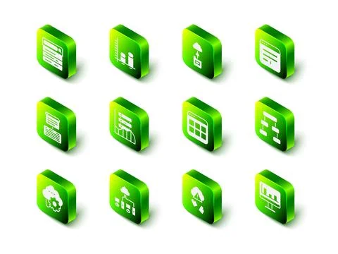 Set Data analysis Cloud technology data transfer Browser window Hierarchy org Illustrazione stock