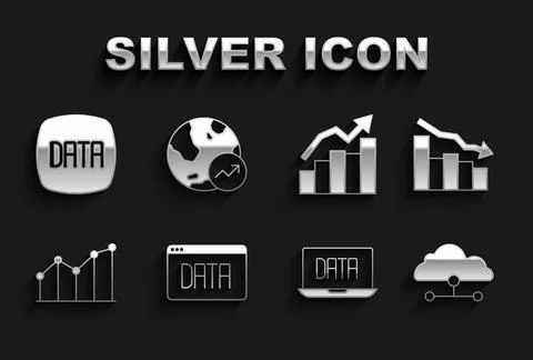 Set Data analysis, Financial growth decrease, Network cloud connection, Pie 스톡 일러스트