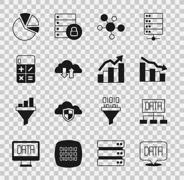 Set Data analysis, Financial growth decrease, Mind map infographic, Cloud d.. Stock-Illustration