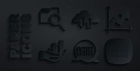 Set Data analysis, Financial growth, Pie chart infographic, Binary code, Cl.. Illustrazione stock
