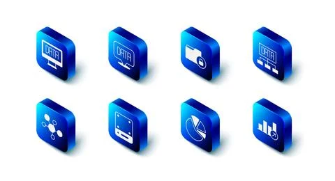 Set Data analysis Folder and lock Financial growth Pie chart infographic Serv Stock Illustration