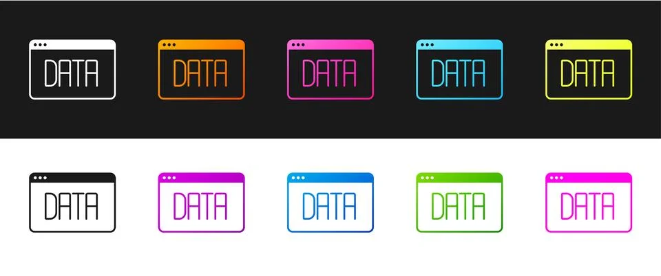 Set Data analysis icon isolated on black and white background. Business data Stock Illustration