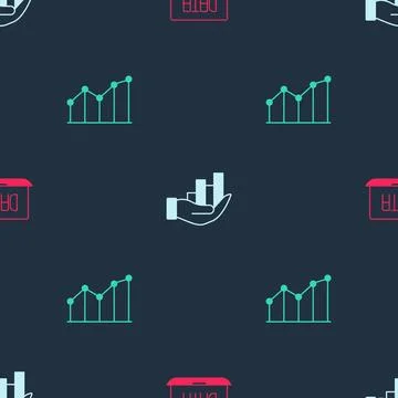Set Data analysis, Pie chart infographic and on seamless pattern. Vector Stock Illustration