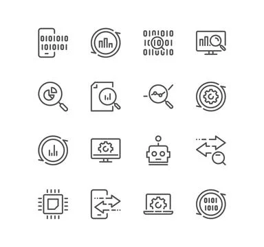 Set of data analysis related icons. Иллюстрация